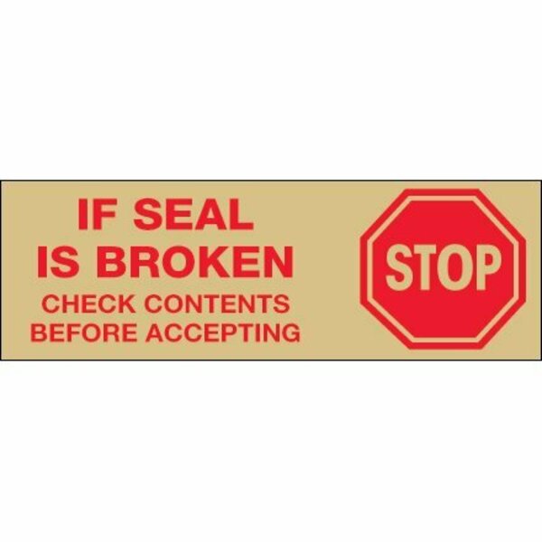 Bsc Preferred 2'' x 55 yds. - ''Stop If Seal Is Broken...'' Tape Logic Pre-Printed Carton Sealing, Tan, 36PK S-9864